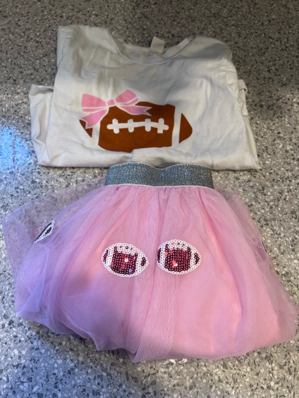 Girls Pink Football Tutu Skirt and White Football Tee
